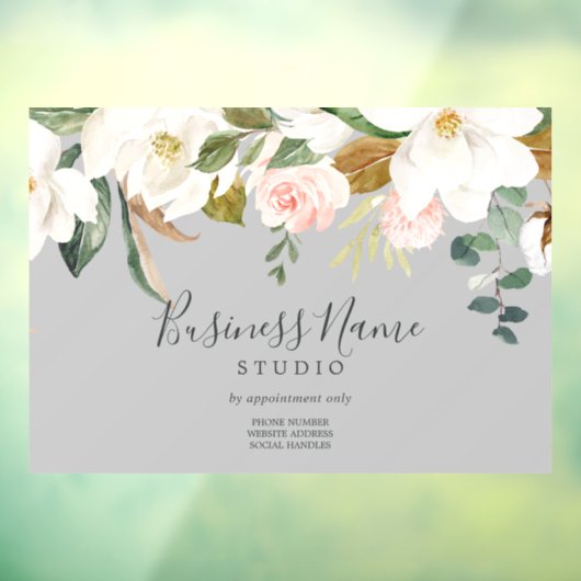 Elegant Magnolia | Gray Business Raamsticker (Vel 3)