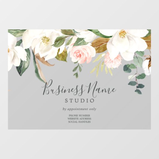 Elegant Magnolia | Gray Business Raamsticker (Vel)