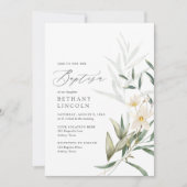 Elegant Magnolia Greenery Baptisme Kaart (Voorkant)