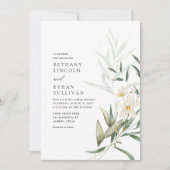 Elegant Magnolia Greenery Wedding Kaart (Voorkant)
