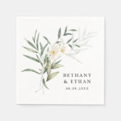 Elegant Magnolia Greenery Wedding Napkins Servet (Voorkant)