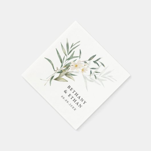 Elegant Magnolia Greenery Wedding Napkins Servet (Hoek)