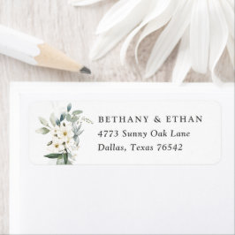 Elegant Magnolia Greenery Wedding Return Address Etiket