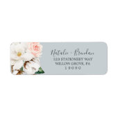 Elegant Magnolia | Label blauw grijs retouradres (Voorkant)