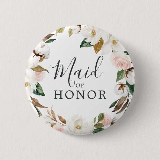 Elegant Magnolia Maid of Honor Vrijgezellenfeest Ronde Button 5,7 Cm (Voorkant)