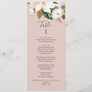 Elegant Magnolia   Menu Blush Pink-tabelnummer