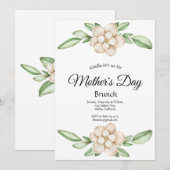 Elegant Magnolia Moederdag Brunch Uitnodiging (Voorkant / Achterkant)