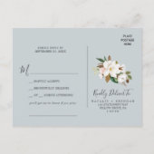 Elegant Magnolia Navy Song Request RSVP Briefkaart (Achterkant)
