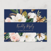 Elegant Magnolia Navy Song Request RSVP Briefkaart (Voorkant)