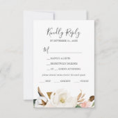 Elegant Magnolia | RSVP-kaart voor Wit menu (Voorkant)