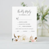 Elegant Magnolia | RSVP-kaart voor Wit menu (Staand voorkant)