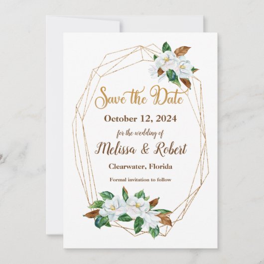 Elegant Magnolia Save the Date (Voorkant)