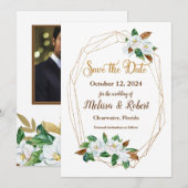 Elegant Magnolia Save the Date (Voorkant / Achterkant)