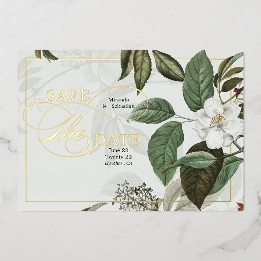 Elegant Magnolia Save the Date Folie Uitnodiging (Voorkant)