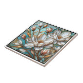 Elegant Magnolia Stained Glass Floral Mosaic Art Tegeltje (Zijkant)