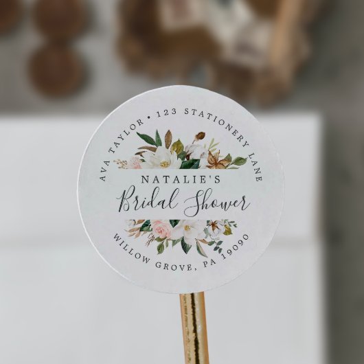 Elegant Magnolia Vrijgezellenfeest Return Address Ronde Sticker