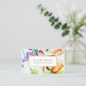 Elegant Magnolia Waterverf Floral Visitekaartje (Staand voorkant)