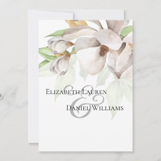Elegant Magnolia Waterverf Uitnodiging (Voorkant)