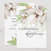 Elegant Magnolia Waterverf Uitnodiging (Voorkant / Achterkant)