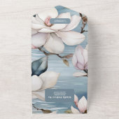 Elegant Magnolia Wedding All In One Uitnodiging (Buitenkant)