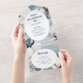 Elegant Magnolia Wedding All In One Uitnodiging (Afscheurbaar)