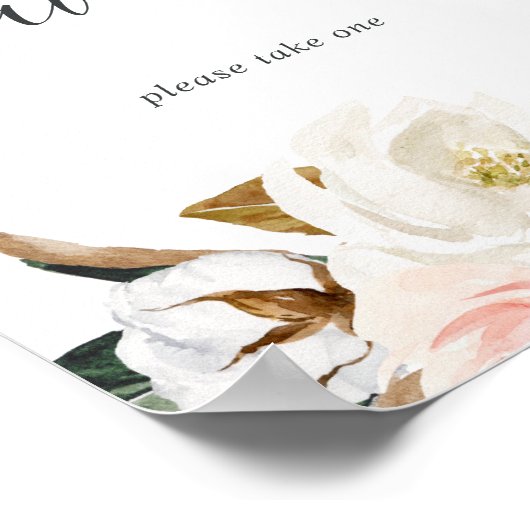 Elegant Magnolia Wedding Favors Sign Poster (Hoek)