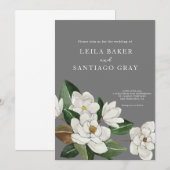 Elegant Magnolia Wedding Invitation (Voorkant / Achterkant)