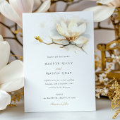 Elegant Magnolia Wedding Invitation Kaart
