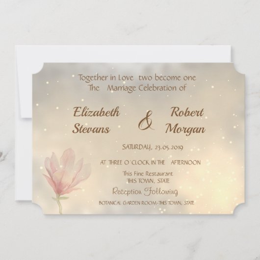 Elegant Magnolia Wedding Invitation Kaart (Voorkant)