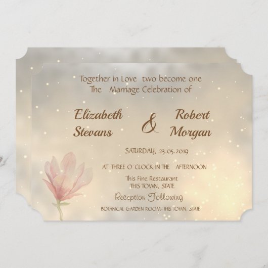 Elegant Magnolia Wedding Invitation Kaart (Voorkant / Achterkant)