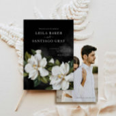 Elegant Magnolia Wedding Invitation met Foto