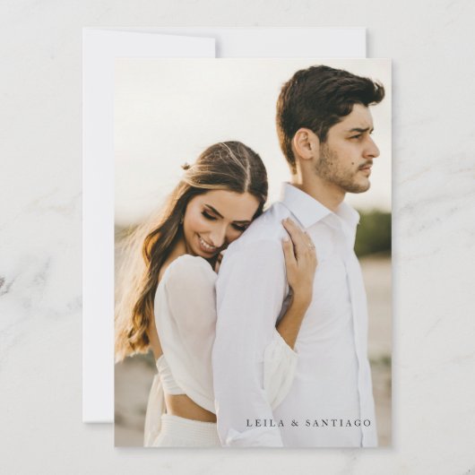 Elegant Magnolia Wedding Invitation met Foto (Achterkant)