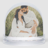 Elegant Magnolia Wedding Monogram Photo Sneeuwbol (Voorkant)