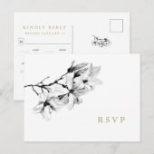 Elegant Magnolia Wedding RSVP met Keuze uit maalti Uitnodiging Briefkaart (Voorkant / Achterkant)