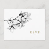 Elegant Magnolia Wedding RSVP met Keuze uit maalti Uitnodiging Briefkaart (Voorkant)