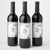 Elegant Magnolia Wedding Table Number Wine Labels Wijn Etiket (Flessen)