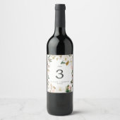 Elegant Magnolia Wedding Table Number Wine Labels Wijn Etiket (Voorkant)