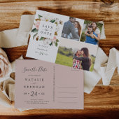 Elegant Magnolia | White 3 Foto Save the Date Uitnodiging Briefkaart