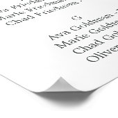 Elegant Magnolia White Alfabetical Seat Chart Poster (Hoek)