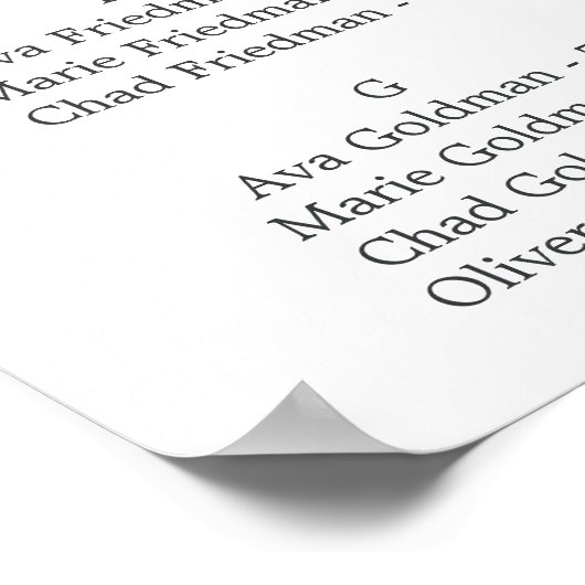 Elegant Magnolia White Alfabetical Seat Chart Poster (Hoek)