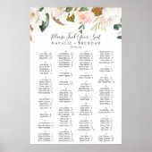 Elegant Magnolia White Alfabetical Seat Chart Poster (Voorkant)