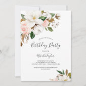 Elegant Magnolia | White and Blush Birthday Party Kaart (Voorkant)