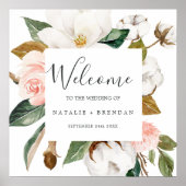 Elegant Magnolia | White and Blush Welcome Wedding Poster (Voorkant)