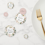 Elegant Magnolia White & Blush Vrijgezellenfeest T Confetti<br><div class="desc">Deze elegante magnolia white en blush vrijgezellenfeest table confetti is perfect voor een moderne,  klastige trouwdouche. Het ontwerp van de zachte bloem is voorzien van waterverf blush roze pinda's,  verbluffende witte magnoliumbloemen en katoen met goud en groene bladeren in een luxe vorm. Pas de naam van de bruid-aan-moet-zijn aan.</div>