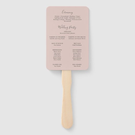 Elegant Magnolia White & Blush Wedding Programme F Handwaaier (Achterkant)