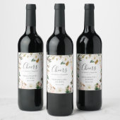 Elegant Magnolia White Cheers Wedding Wine Labels Wijn Etiket (Flessen)
