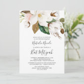 Elegant Magnolia | White en Blush Bat Mitzvah Kaart (Staand voorkant)