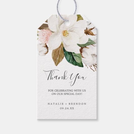 Elegant Magnolia | White en Blush Dankjewel Cadeaulabel (Voorkant)