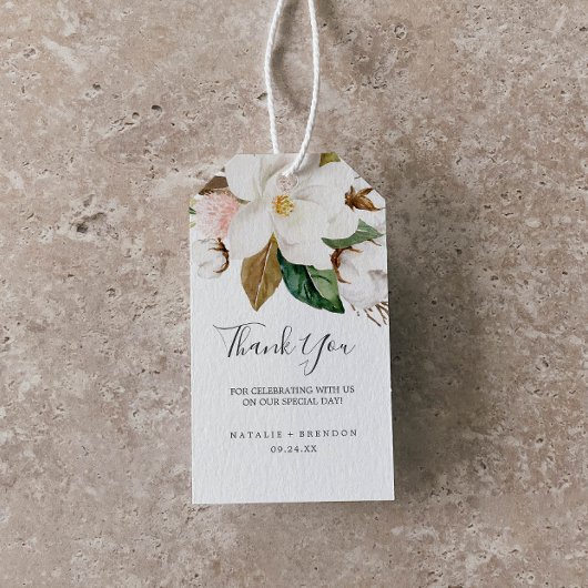 Elegant Magnolia | White en Blush Dankjewel Cadeaulabel
