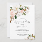 Elegant Magnolia White en Blush Engagement Party Kaart (Voorkant)